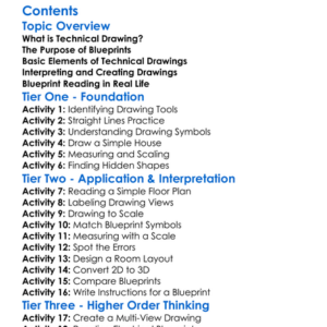 Technical Drawing And Blueprint Reading Worksheet Activity Booklet