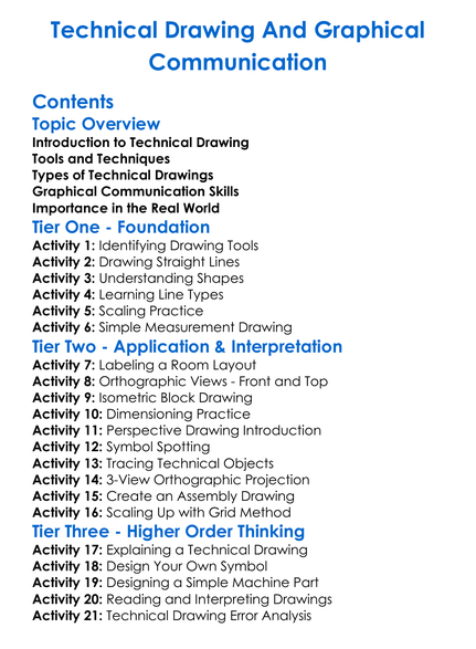 Technical Drawing And Graphical Communication Worksheet Activity Booklet
