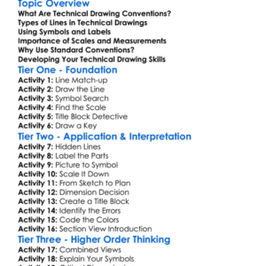 Technical Drawing Conventions Worksheet Activity Booklet