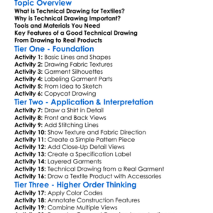 Technical Drawing For Textiles Worksheet Activity Booklet