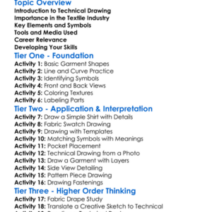 Technical Drawing In Textiles Worksheet Activity Booklet