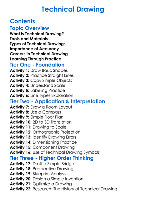 Technical Drawing Worksheet Activity Booklet