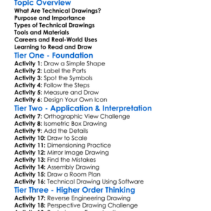 Technical Drawings Worksheet Activity Booklet