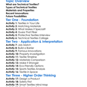 Technical Textiles And Innovations Worksheet Activity Booklet