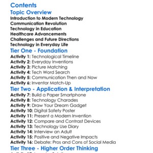 Technological Advancements In The Modern Era Worksheet Activity Booklet