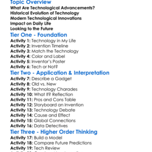 Technological Advancements Worksheet Activity Booklet