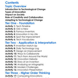 Technological Change And Innovation Worksheet Activity Booklet