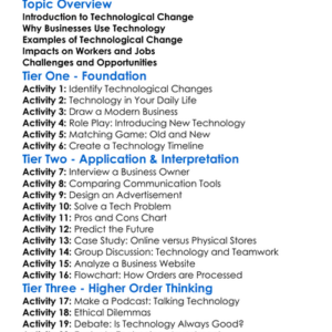 Technological Change In Business Worksheet Activity Booklet