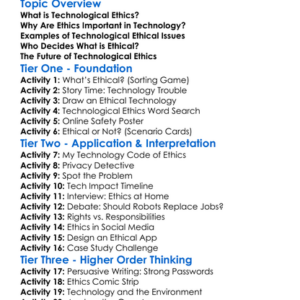 Technological Ethics Worksheet Activity Booklet