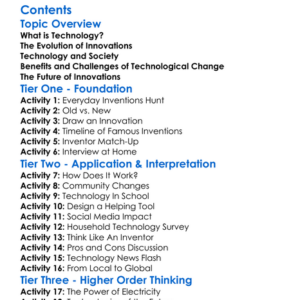 Technological Innovations And Social Change Worksheet Activity Booklet