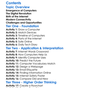 Technological Revolutions Computers And The Internet Worksheet Activity Booklet