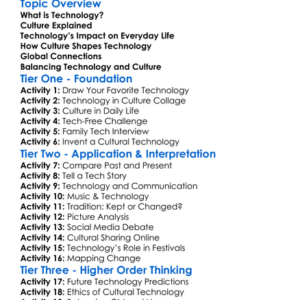 Technology And Culture Worksheet Activity Booklet