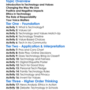 Technology And Human Values Worksheet Activity Booklet