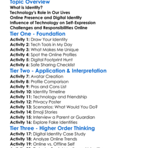 Technology And Identity Worksheet Activity Booklet