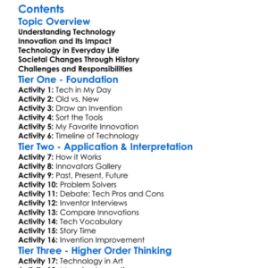 Technology And Innovation In Societies Worksheet Activity Booklet