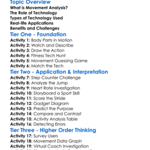 Technology And Movement Analysis Worksheet Activity Booklet