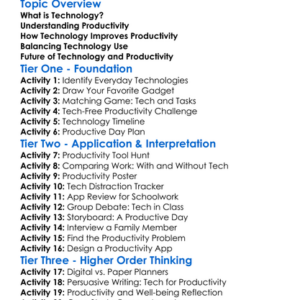 Technology And Productivity Worksheet Activity Booklet