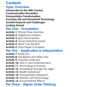 Technology And Society In The 20Th Century Worksheet Activity Booklet