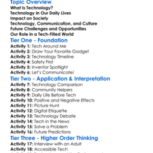 Technology And Society Worksheet Activity Booklet