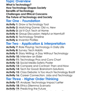 Technology And Society Worksheet Activity Booklet