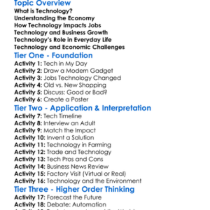 Technology And The Economy Worksheet Activity Booklet