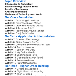 Technology And Youth Worksheet Activity Booklet