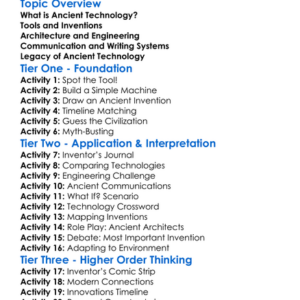 Technology In Ancient Societies Worksheet Activity Booklet