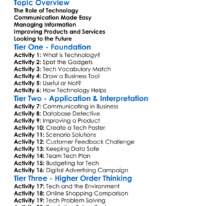 Technology In Business Worksheet Activity Booklet