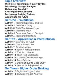 Technology In Culture Worksheet Activity Booklet