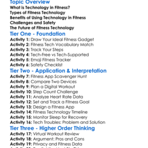 Technology In Fitness Worksheet Activity Booklet