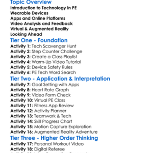 Technology In Physical Education Worksheet Activity Booklet