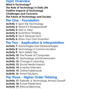 Technology In Society Worksheet Activity Booklet