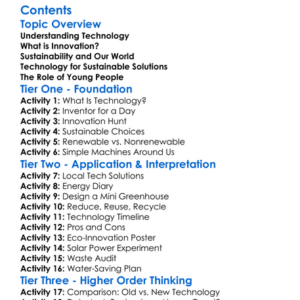 Technology Innovation And Sustainability Worksheet Activity Booklet