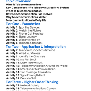 Telecommunications Basics Worksheet Activity Booklet