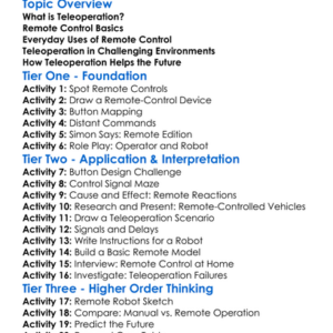 Teleoperation And Remote Control Worksheet Activity Booklet