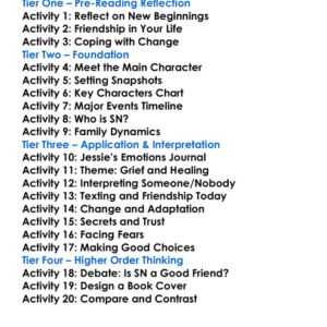 Tell Me Three Things Julie Buxbaum Worksheet Activity Booklet