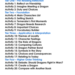 Temeraire Series Naomi Novik Worksheet Activity Booklet