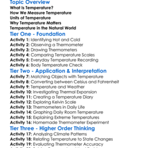 Temperature And Its Measurement Worksheet Activity Booklet