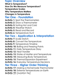 Temperature Worksheet Activity Booklet
