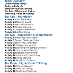 Tempo And Timing In Activities Worksheet Activity Booklet