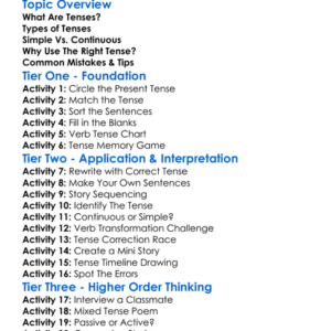 Tenses Worksheet Activity Booklet
