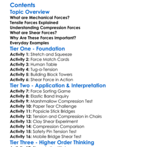 Tensile Compression And Shear Forces Worksheet Activity Booklet