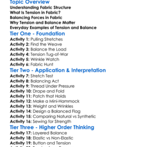 Tension And Balance In Fabrics Worksheet Activity Booklet