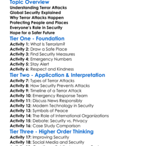 Terror Attacks And Global Security Worksheet Activity Booklet