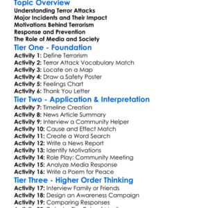 Terror Attacks In The 21St Century Worksheet Activity Booklet