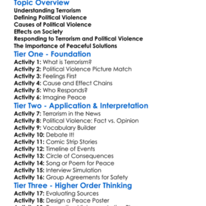 Terrorism And Political Violence Worksheet Activity Booklet
