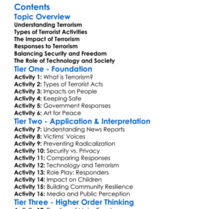 Terrorism And Responses In The Modern World Worksheet Activity Booklet