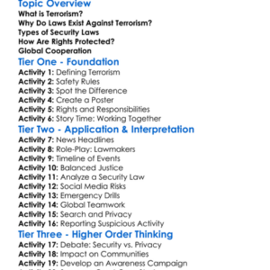 Terrorism And Security Law Worksheet Activity Booklet