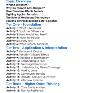 Terrorism And Society Worksheet Activity Booklet
