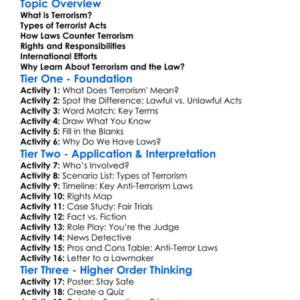 Terrorism And The Law Worksheet Activity Booklet